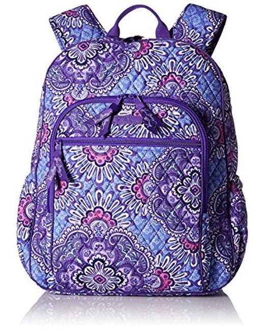 Vera Bradley Purple Campus Tech Backpack, Signature Cotton, Lilac Tapestry