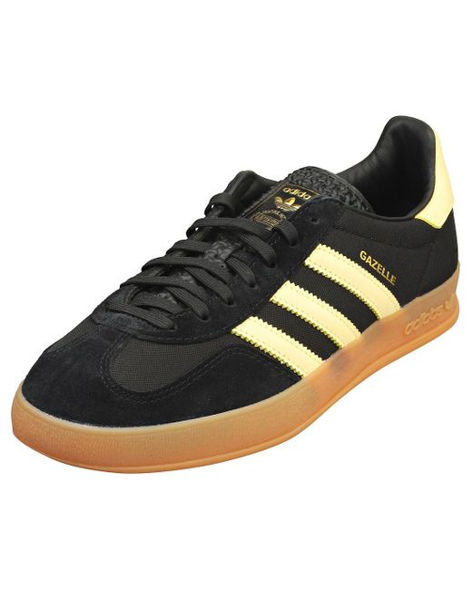 Adidas Blue Gazelle Indoor Mens Fashion Trainers In Black Yellow - 7.5 Uk for men