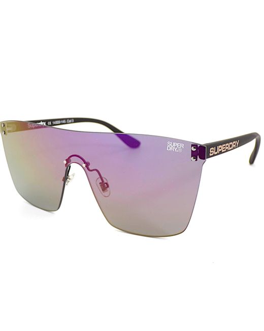 Superdry Purple Supersynth Sunglasses Rubberised Black With Multi Mirror Lens 127