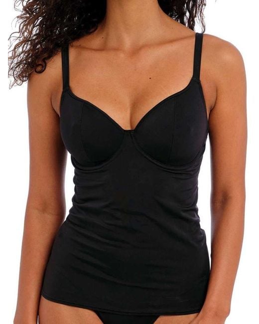 Freya Jewel Cove Underwire Tankini Top Plain Black
