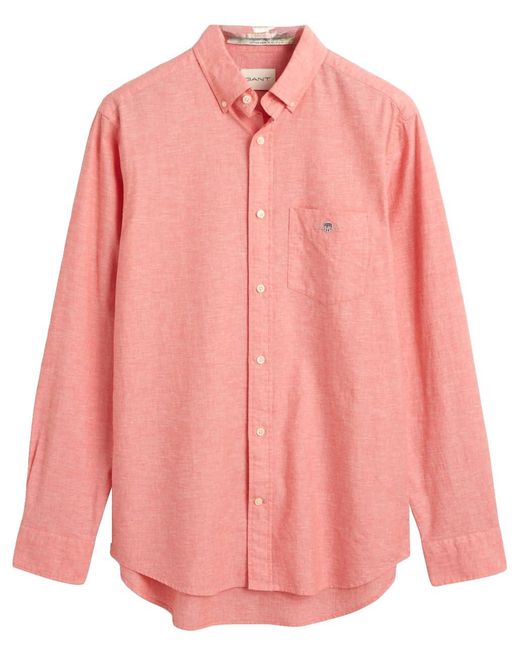 Reg Cotton Linen Shirt di Gant in Pink da Uomo