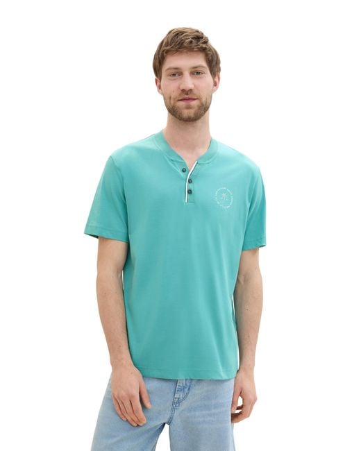 Tom Tailor Basic Serafino T-Shirt in Blue für Herren
