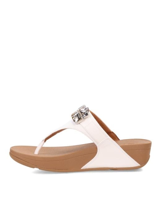 Fitflop Brown Lulu Jewel-deluxe Leather Toe-post Sandals Wedge