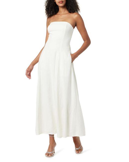 The Drop White Carlota Strapless Linen Maxi Dress