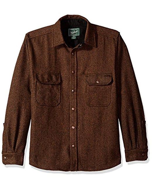 Woolrich Brown Wool Alaskan Shirt for men