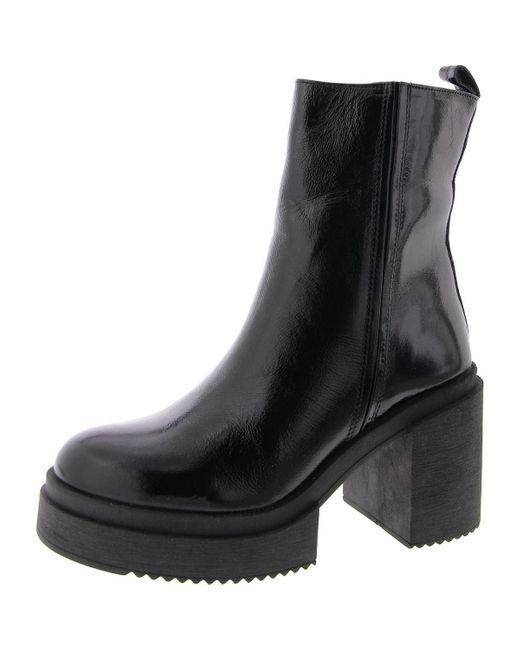 Steve Madden Black Sawyer -Stiefeletten aus Lackleder mit Blockabsatz