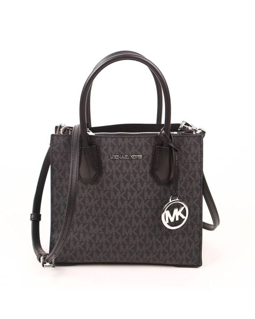 Michael Kors Mercer Medium Messenger Crossbody Satchel Bag Black Signature Lyst UK