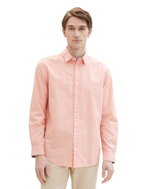 Tom Tailor Regular Fit Basic Hemd mit Streifen in Pink für Herren