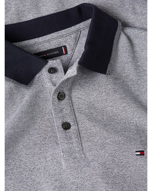 Tommy Hilfiger Gray Polo Shirt Mouline Tipped Short-sleeve Slim Fit for men