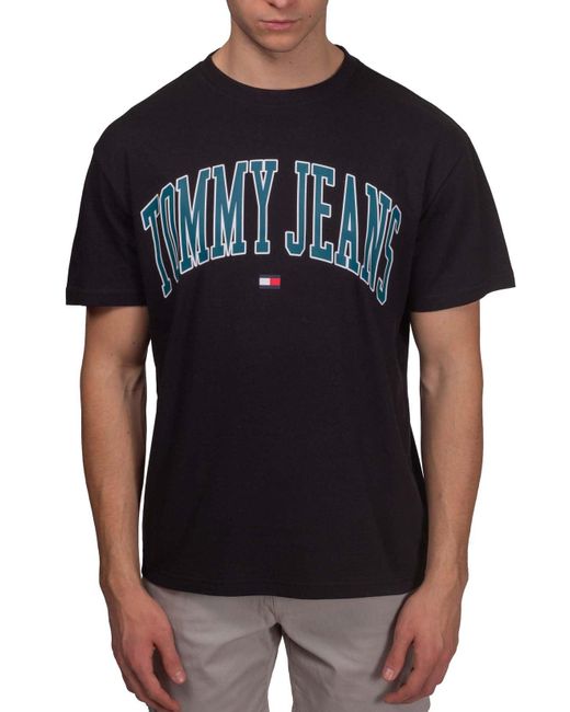 Tommy Hilfiger Black Tjm Reg Popcolor Varsity Tee Ext Dm0dm18558 S/s T-shirt for men