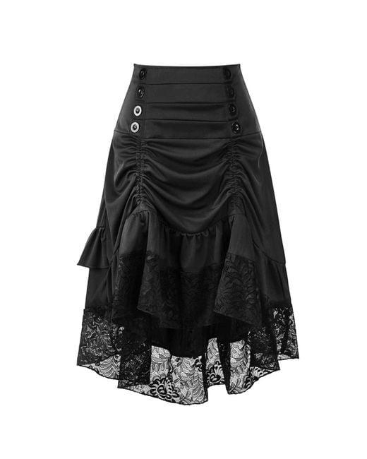 Superdry Steampunk Gothic Skirt Lace Splicing Punk High Waist Skeleton ...