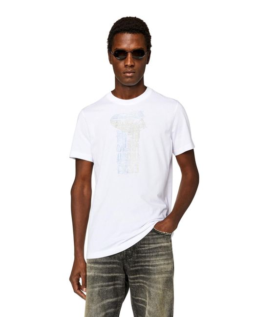 DIESEL T-Shirt mit Metallic-Logos in White für Herren
