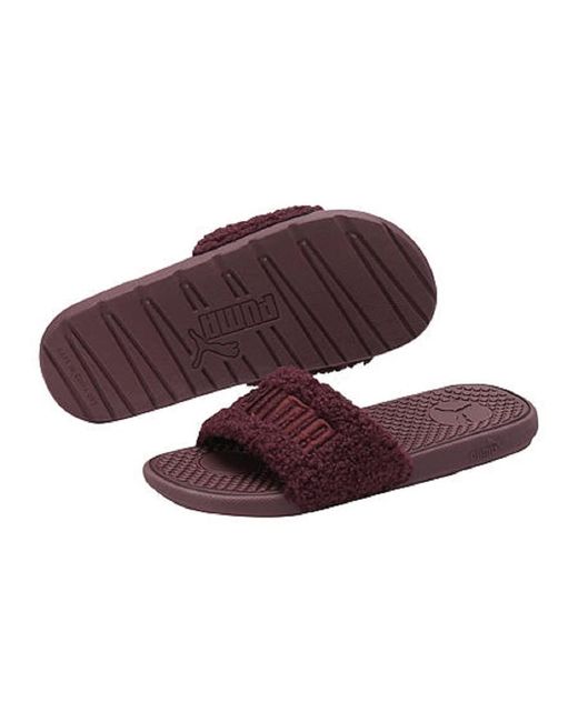 PUMA Cool Cat Sherpa Slide Sandal in Purple - Lyst
