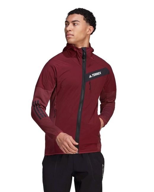 Adidas Red Techrock Flooce Wind Hooded Full Zip Jacket for men