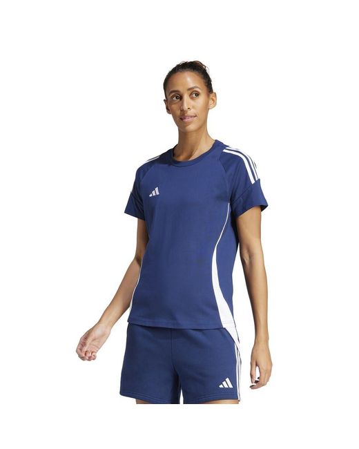 Adidas Blue Teamsport Textil - T-Shirts Tiro 24 T-Shirt blauweiss