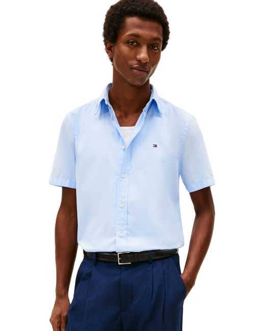 Tommy Hilfiger White Core Flex Poplin Solid S/s Shirt Mw0mw42248c3q001 S/s Shirt for men