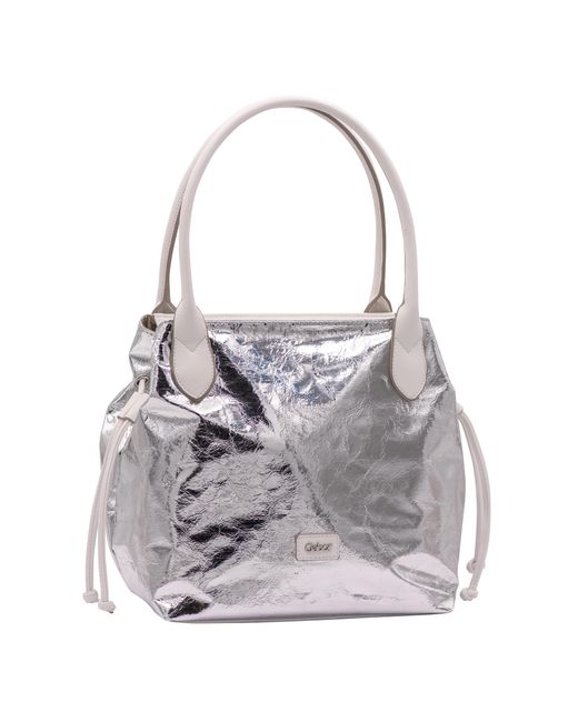 Gabor Gray Bags Granada metallic Shopper Umhängetasche Reißverschluss Mittelgroß Silber
