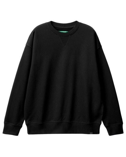 Benetton Black Jersey G/c M/l 3j68u1009 Long Sleeve Crewneck Sweatshirt for men