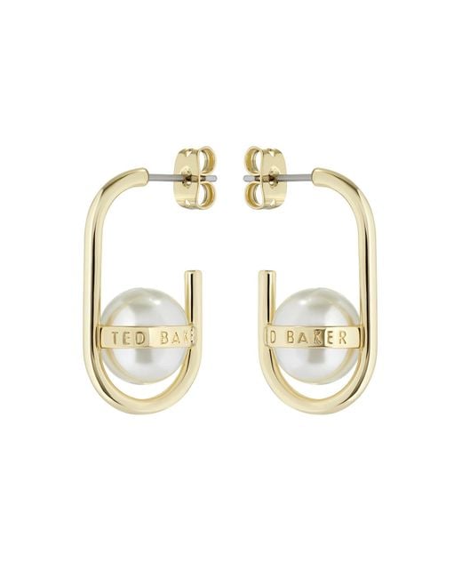 Ted Baker Metallic Peritta Statement Pearl Hoop Earrings For