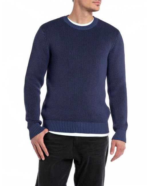 Replay Blue Pullover Baumwolle