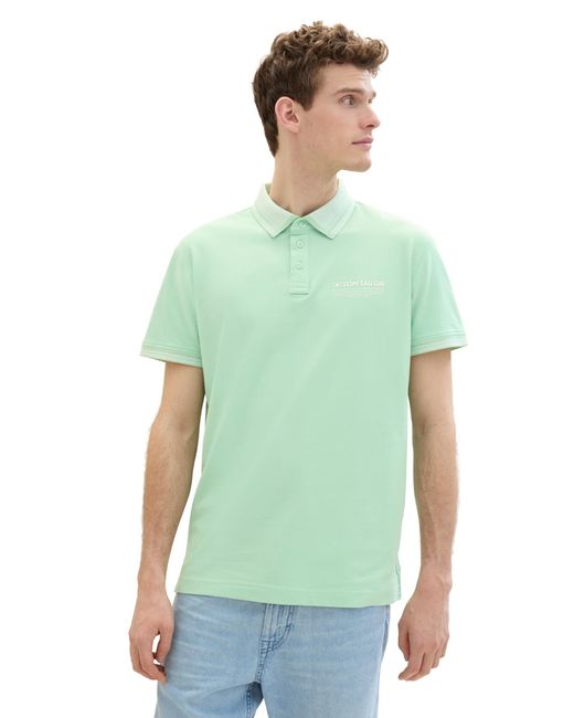 Tom Tailor Basic Piqué Poloshirt mit Logo-Print in Green für Herren