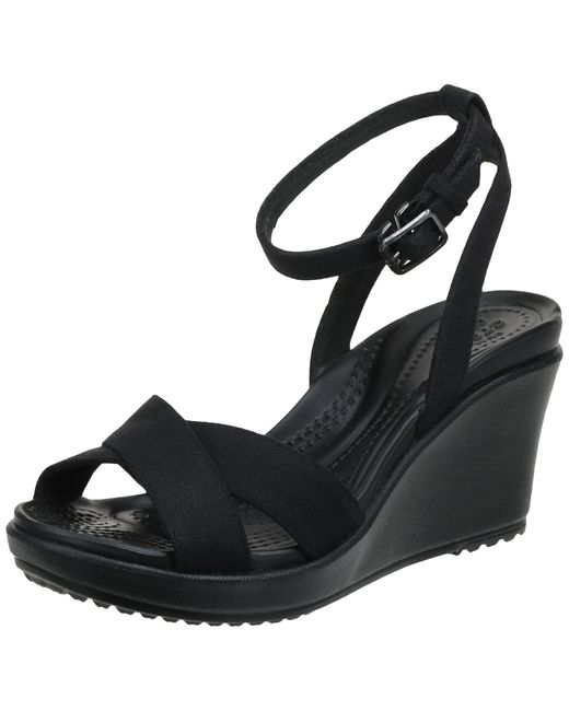 Leigh II Crossstrap Ankle Wedge di CROCSTM in Black