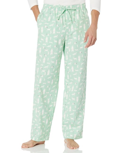 Amazon Essentials Green Flannel Long-sleeve Button Front Shirt And Pant Pajama Set