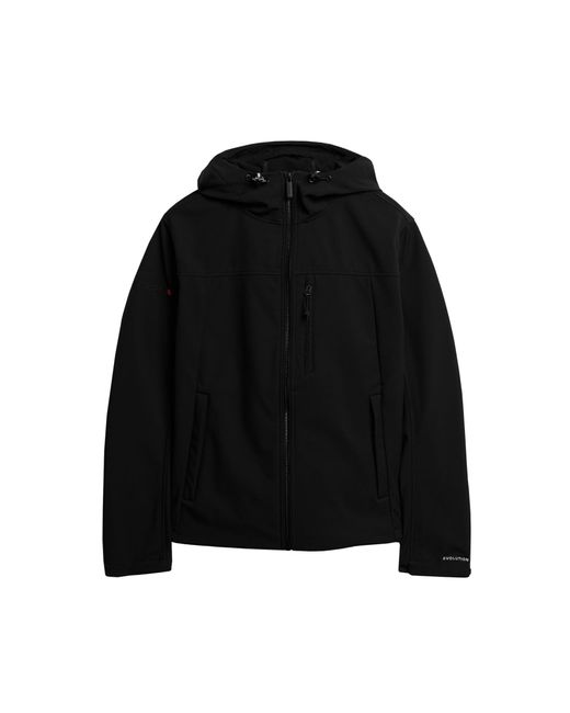 Superdry Black Hooded Soft Shell Jacket for men