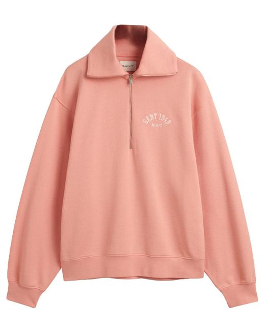 Gant Pink Arch Half Zip Sweat Sweater