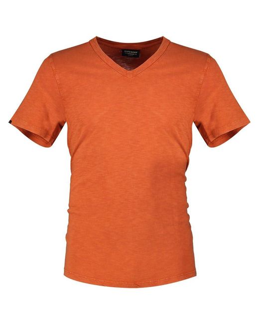 Superdry Slub Short Sleeve V Neck T-shirt M Orange for men