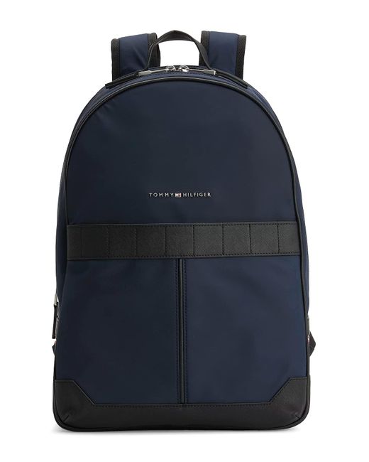 Tommy Hilfiger Blue Elevated Metal Logo Backpack for men