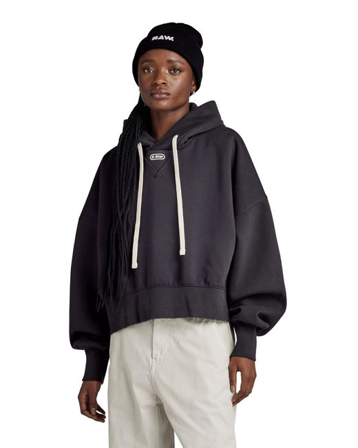 G-Star RAW Blue Oversized Cropped Hoodie