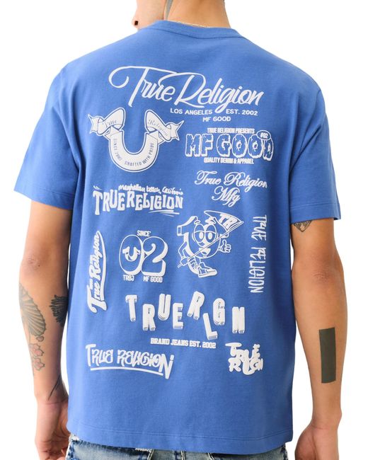 True Religion Blue Ss Multi Puff Logo Tee for men