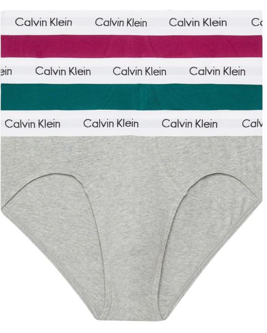 Calvin Klein White Hip Briefs Stretch Cotton Pack Of 3 for men