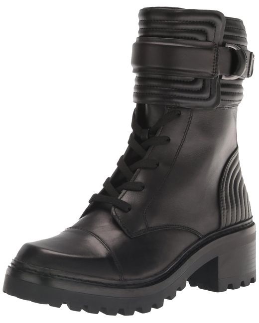 DKNY Black Rick Leather Motorcycle Boots