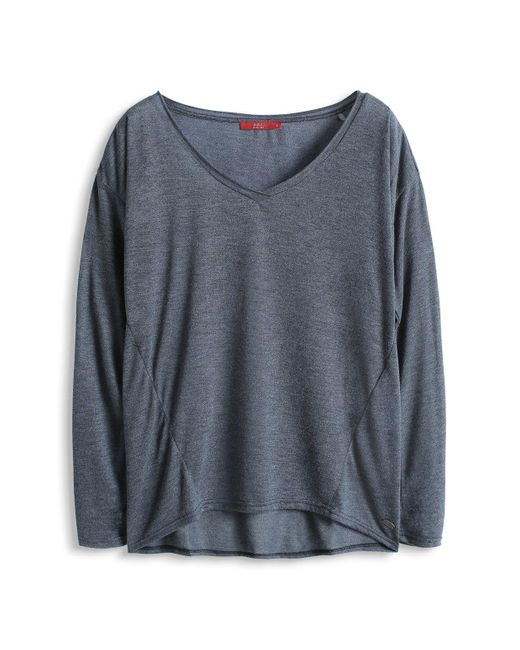 Esprit Edc By Shirt Met Lange Mouwen Met Een Langer Rugdeel in het Gray
