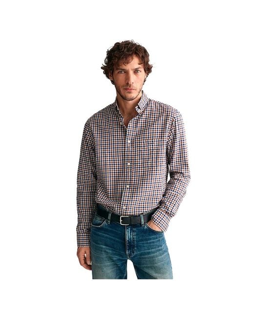Gant REG Light Twill Gingham Shirt Hemd in Blue für Herren