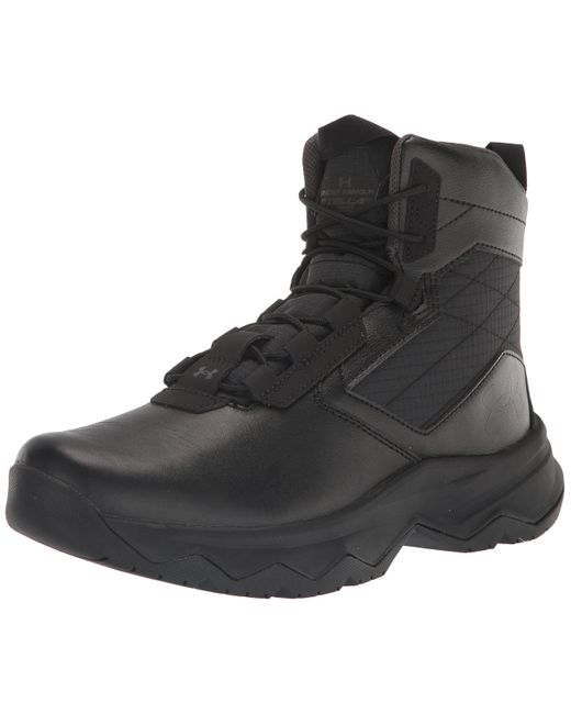 Under Armour Leather Stellar G2 6" Side Zip Lace Up Boot Military And Tactical, in Black for Men