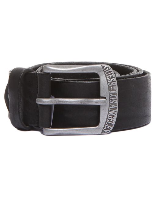 Guess Black Bm7269lea40 Plain Crackle Leather Belt Belts for men
