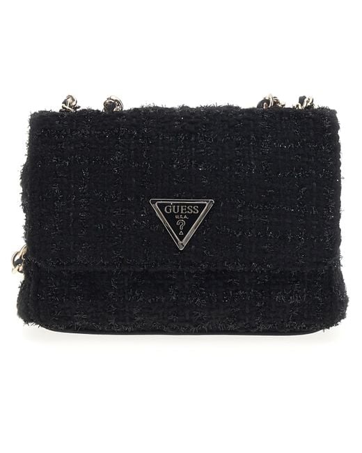 Giully Mini 2 Compartment Convertible Flap XS Black di Guess