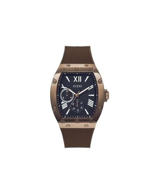 Guess Blue Brown Strap Navy Dial Coffee for men