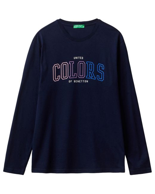 Benetton Blue M/l 3i1xu109c T-shirt for men