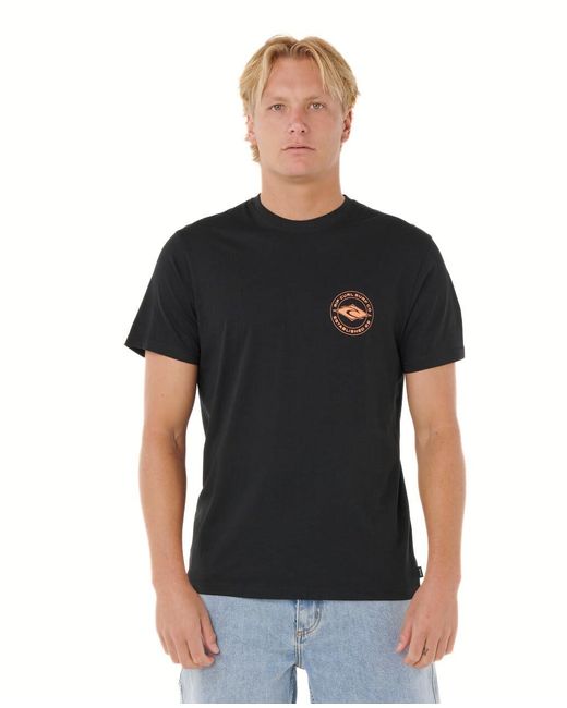 Rip Curl Black Graphic Short Sleeve Crew Neck T-shirt for men