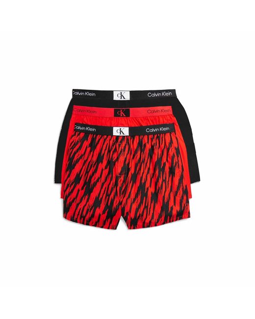 Calvin Klein S Pack Slim Boxers Aop/red/black S for men