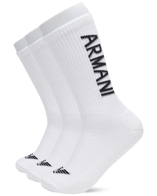 Emporio Armani White , 3-pack Short Socks, Black Velvet, One Size for men