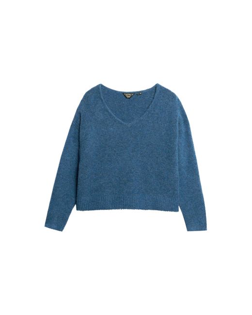 Superdry Blue Pullover mit V-Ausschnitt in Übergröße Admiralsblau Twist 36