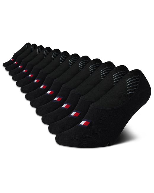 Tommy Hilfiger Black 12 Pack Lightweight Performance No Show Socks - Athletic Socks For