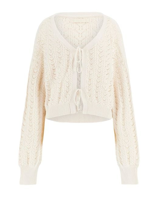 Guess White Eco Long Sleeve Ruth Cardigan Sweater