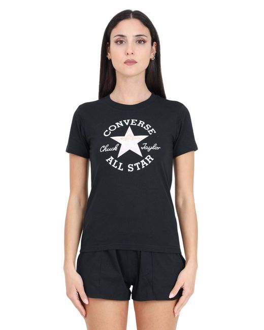 T-Shirt da Donna Nera con Maxi Stampa Logo a Colori M di Converse in Black
