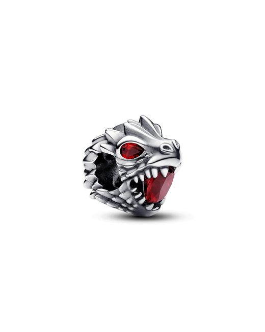 Pandora White Game Of Thrones Dragon Head Sterling Silver Charm With Salsa Red Crystal